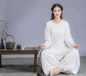 Tea Clothing Female 2 pcs Linen Chinese Zen Style