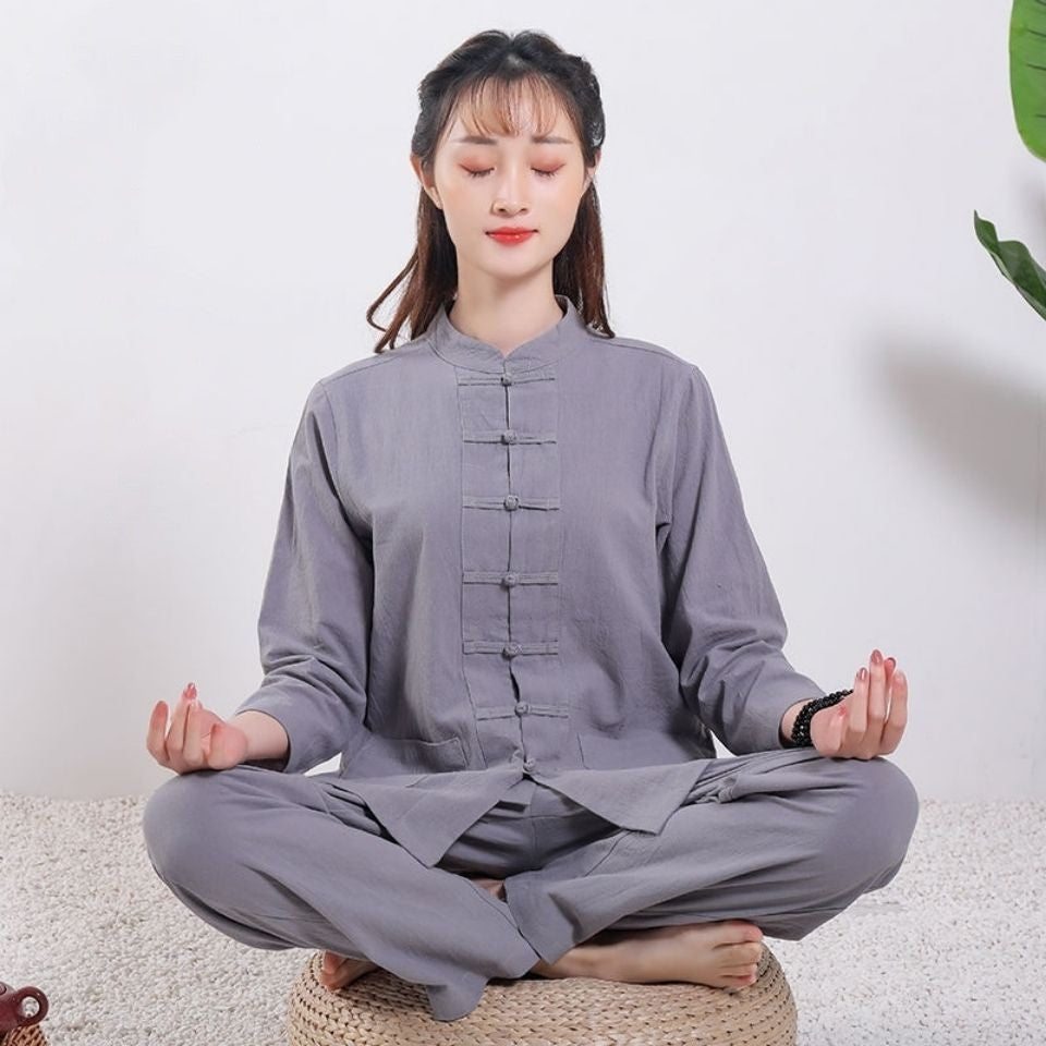 Tea Clothing 2 pcs Linen Female Male Chinese Tang Style Zen Style