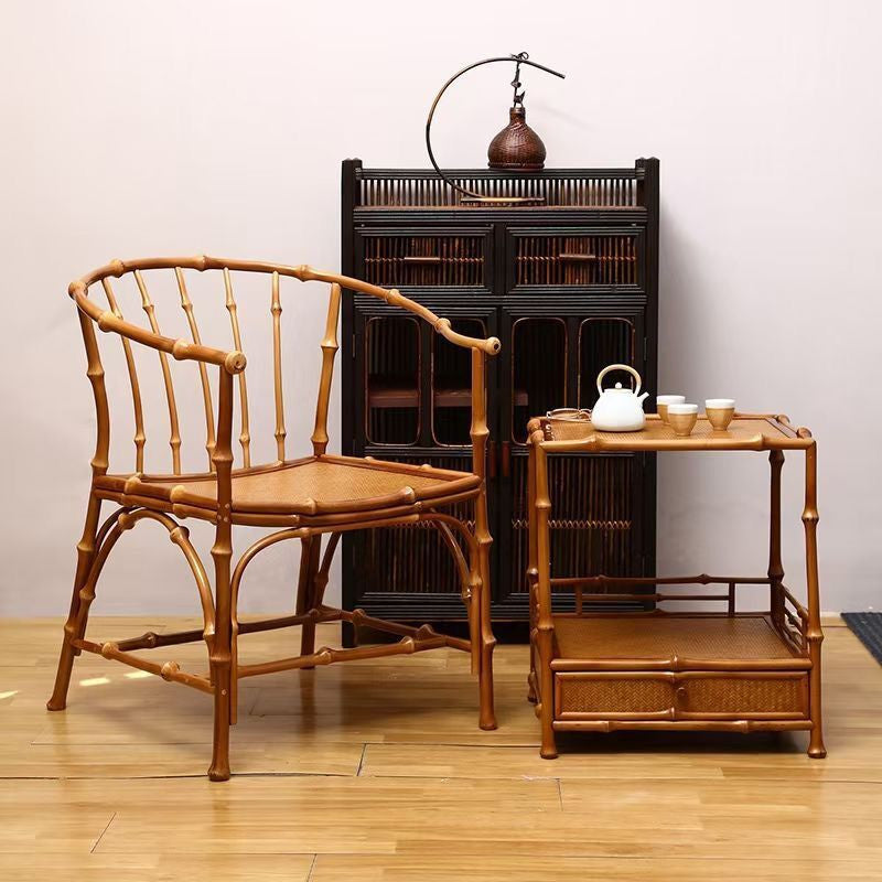 Vintage Bamboo Chair Tea House Furniture Brown