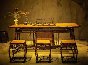 Vintage Bamboo Tea Table Tea House Furniture Black