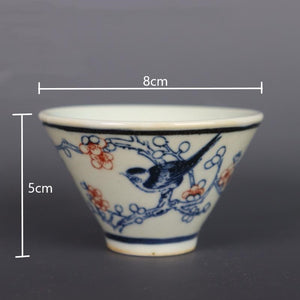 Ceremonia del té_Reproducción antigua de cerámica_Qing_Hat Taza de té_Poema chino 