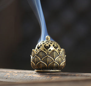 Tea Therapy Accessories_Mini Incense Burner_Brass_Lotus Flower Style