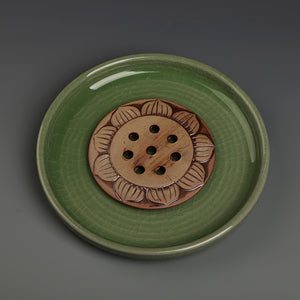 Tea Ceremony_Tea Set_Ceramic_Tea Plate_Lotus Flower Style