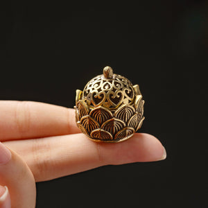 Tea Therapy Accessories_Mini Incense Burner_Brass_Lotus Flower Style