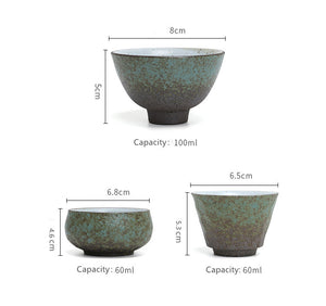 Tea Ceremony_Coarse Pottery_Tea Cup_Green_3 types