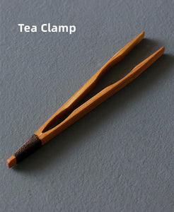 Bamboo Tea Accessories_Tea Holder_Tea Spoon_Tea Needle_Tea Clamp_Rack_5 pcs