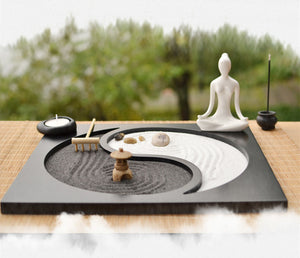 Accesorios de terapia de té_Juego de mesa de arena Tai Chi_Blanco y negro_8 piezas