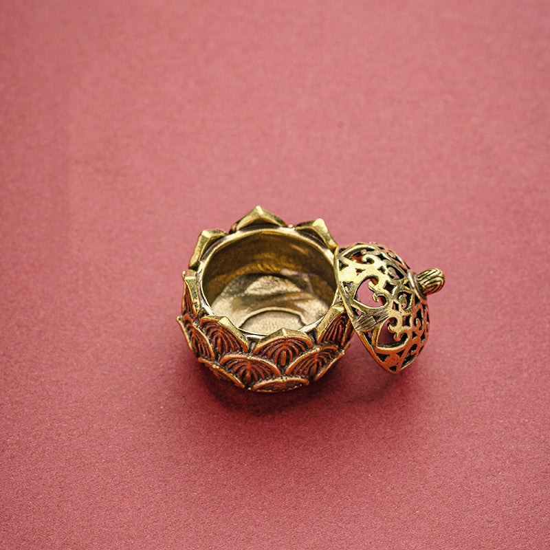 Tea Therapy Accessories_Mini Incense Burner_Brass_Lotus Flower Style